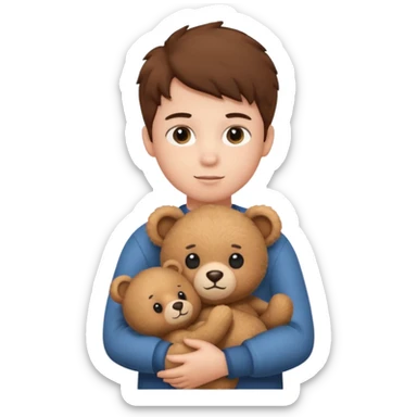 kid with teddy bear sticker