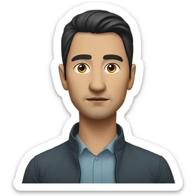 sad  Kazakh men photorealistic serious sticker