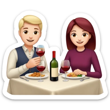  couple sitting and having dinner in a restaurant sticker