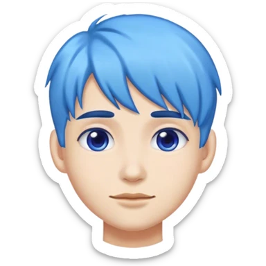 A real person face emoji and hair is a blue brain sticker
