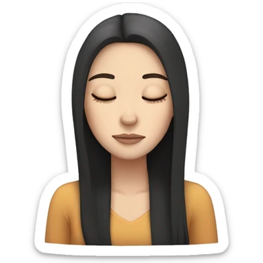 sleeping white girl with straight long dark hair sticker