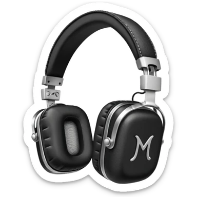 Icon of headphones with square ear pads in the Marshall style. sticker