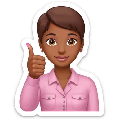 Medium brown skin hand thumbs up with light pink painted fingernail polish  sticker