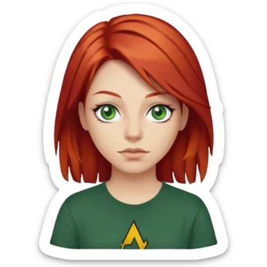 Ruiva com olhos verdes cabelo ruivo rockera camisa nirvana  sticker