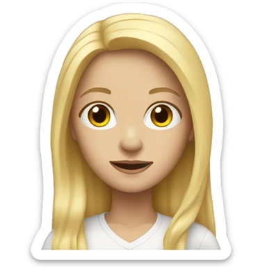 White woman with light yellow long hair, very light skin sticker