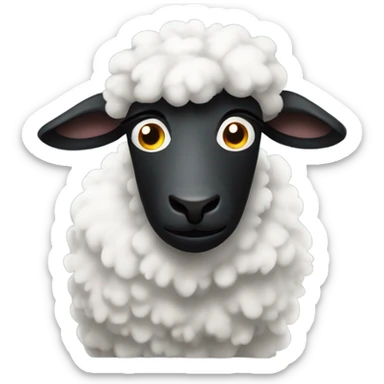 Black sheep with torn horns and white  sticker