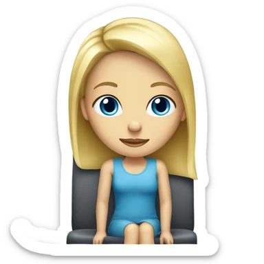 Blonde girl (blue eyes) sitting on a chair sticker
