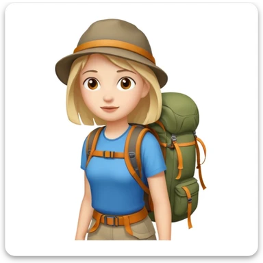 girl back packing mountains background  sticker