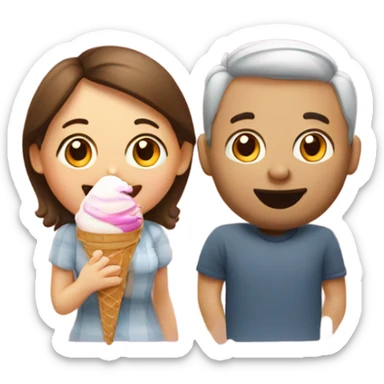 husband and wife eating ice cream sticker