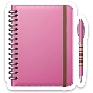 pink and brown striped diaries and pen sticker