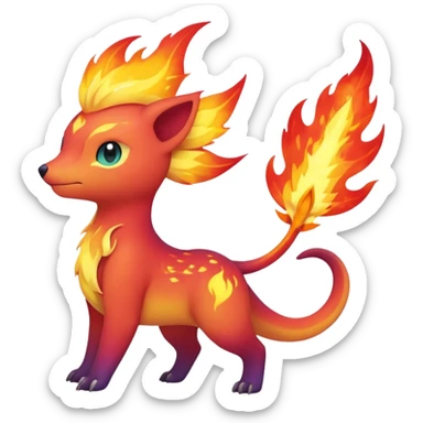 Elemental Forty Fiery Sparky Fierce Colorful Gradient Sparkly Nebular Starry Flaming Viney Vinal Dusky Aurorus-Amaura-Auroras-Pokémon-Fakémon-creature sticker
