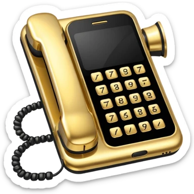 One single Gold and black phone icon, png, no background, no border sticker