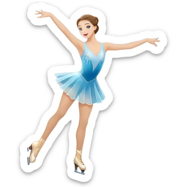 An colorful icon featuring The background includes a grand ice rink palace with shining spotlights and cheering spectators in the stands. A graceful figure skater performing a spin on the ice. Transparent background highlights the elegance and artistry of figure skating sticker