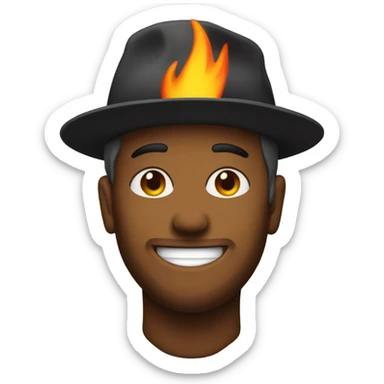 My friend Mitch with a flame hat sticker