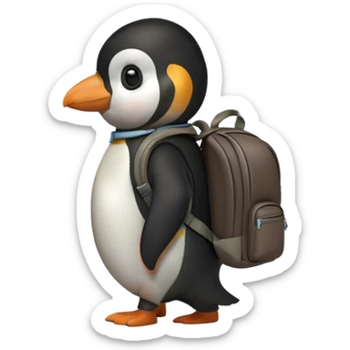 Penguin going to school sticker