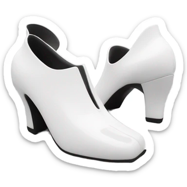 white latex mid heel shoe front and back view sticker
