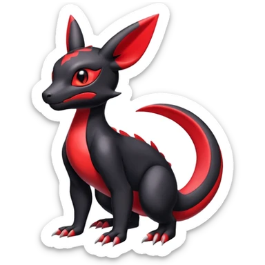 Cute Shiny Guilmon-Salandit-Umbreon-Fakémon-hybrid-creature (full body)  sticker