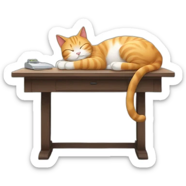 A cat sleeping on a desk sticker