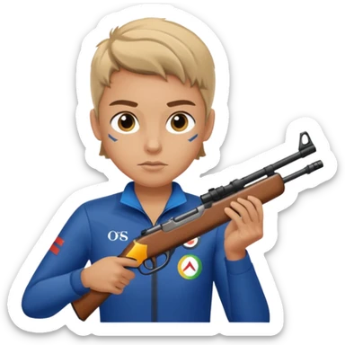 athlete with rifle shooting, in Olympics sticker