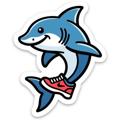 shark wearing Nike shoes sticker