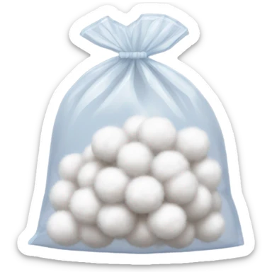 ziploc bag of cotton balls no face, realistic sticker