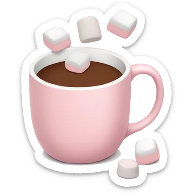 Light Pink mug of hot chocolate with marshmallows  sticker