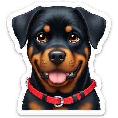Pretty & cute Rottweiler with red harness sticker