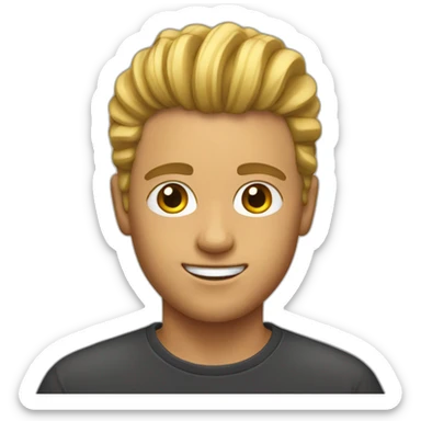 young man's hair combed with wax sticker