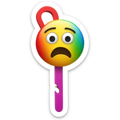 Emoji face with a clothes peg pinching his long nose sticker