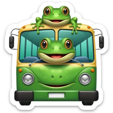 Frog boarding a bus sticker