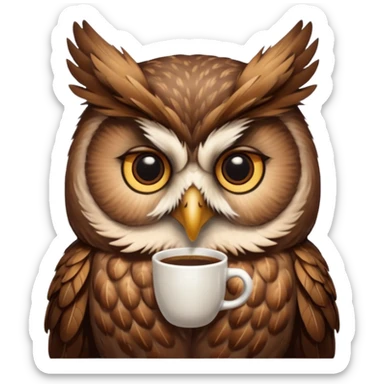 kahve içen baykuş sticker