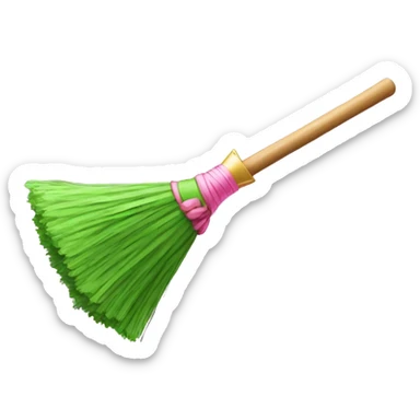 Pink wand against green broom sticker
