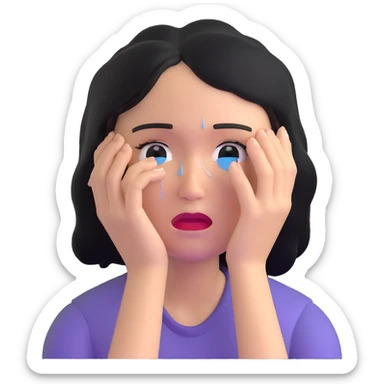 sad woman with tears streaming down her face sticker