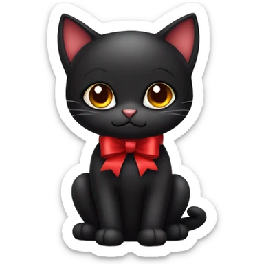 Cute black cat with red bow sticker