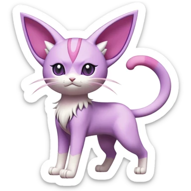 Meowth-Espeon-Skitty-Pokémon-Fakémon-hybrid-creature (full body) sticker