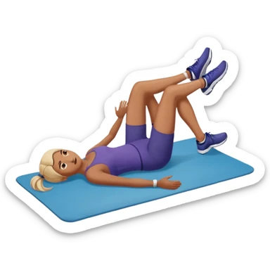 exercise mat with a figure lying and lifting legs sticker