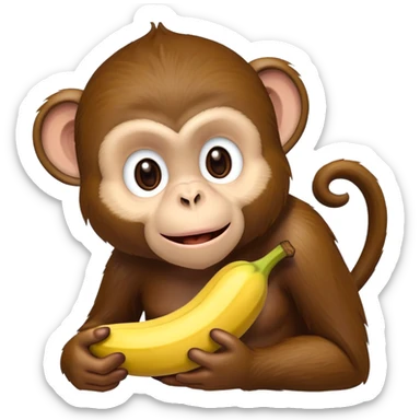Monkey eating a banana dipped in chocolate  sticker
