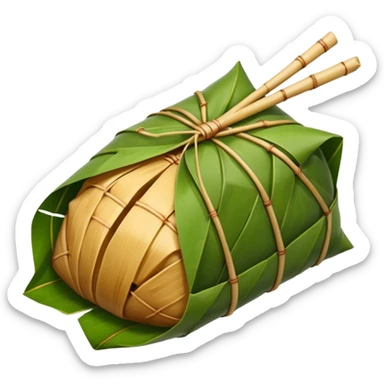 zongzi, cut open to show sticky rice filling sticker