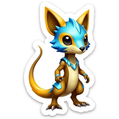 Shiny Epic Edgy Cute Colorful Vibrant Modern Vernid-Protogen-creature-animal, full body sticker