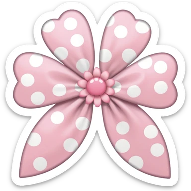 white sakura with a bow and polka dot petals sticker