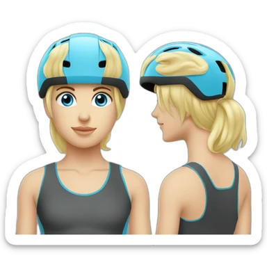 Cute blonde blue eyes bike helmet sticker