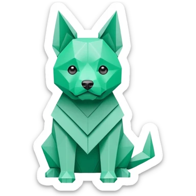 origami dog in color green mint rgb(168, 251, 211) sticker