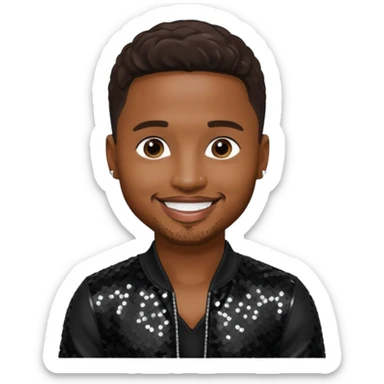 Trey Songz with dark brown hair, black sequin outfit sticker