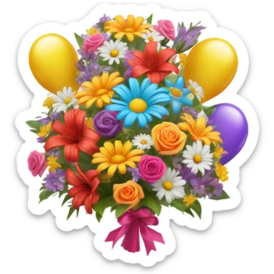 Birthday flowers and balloons sticker