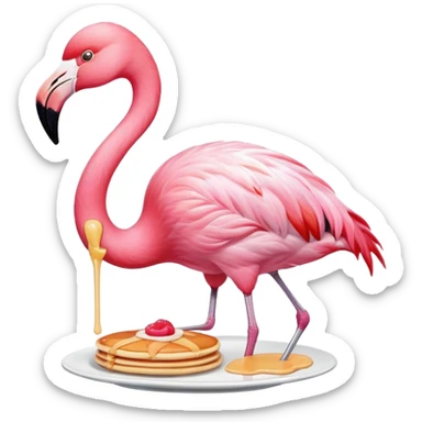 flamingo with a pancake sticker