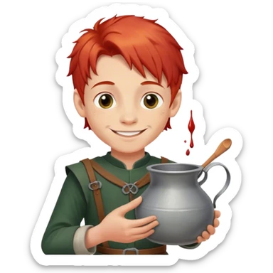 smiling painter boy 14th century with red hair and pot of paint sticker
