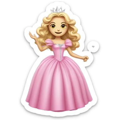 glinda the good witch in pink dress and with a wand sticker