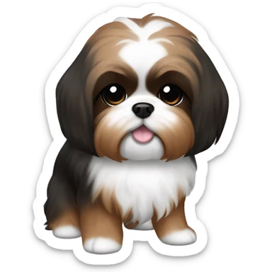 Mini brown/ black Shih Tsu with long ear hair  sticker