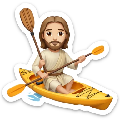 Jesus with kayak paddle sticker
