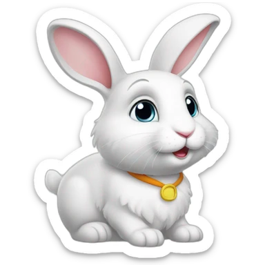 White cute rabbit from the cartoon secrets of pets sticker